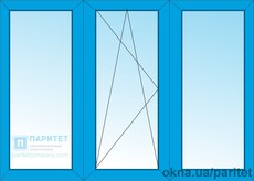 Трехстворчатое глухое – левое поворотно откидное – глухое